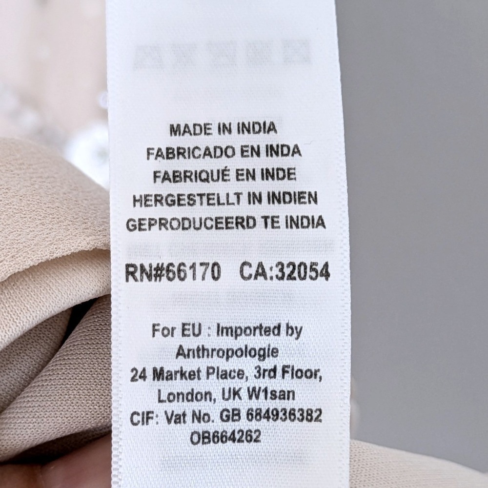 BHLDN Devon Beaded Illusion Maxi Gown Oyster Champagne Size 0 Like‎ New Formal - Picture 12 of 14